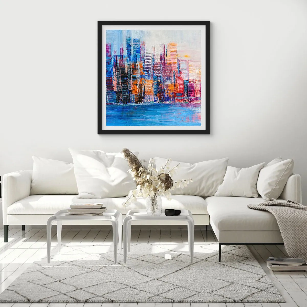 Plakat w czarnej ramie - Radosna metropolia - 50x50 cm