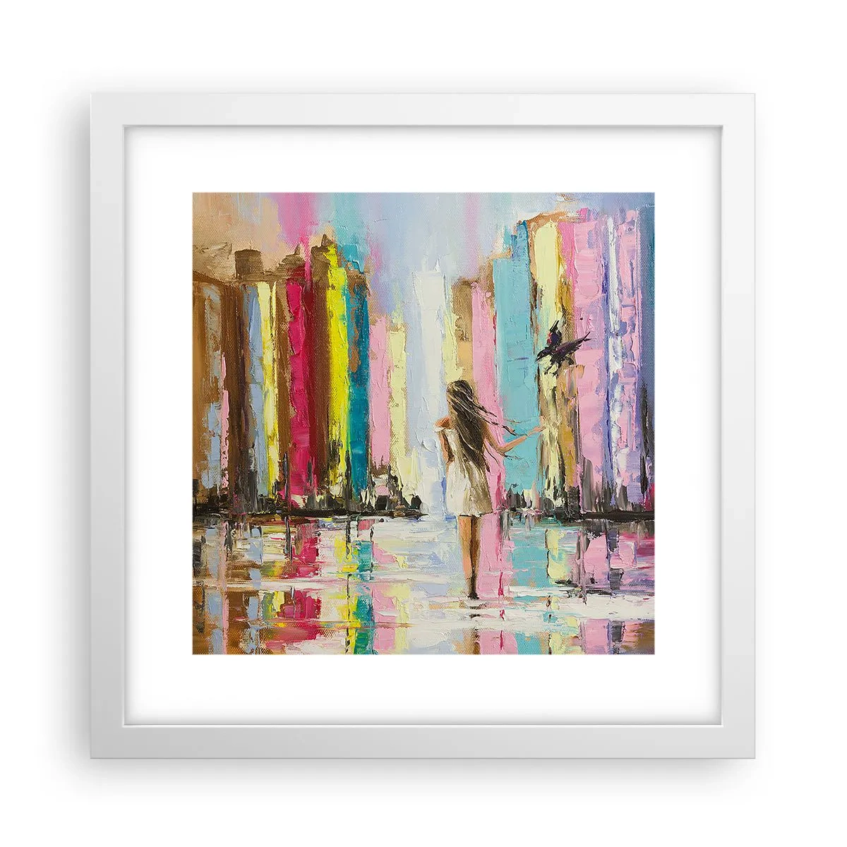 Plakat w białej ramie - Idż za mną - 30x30 cm