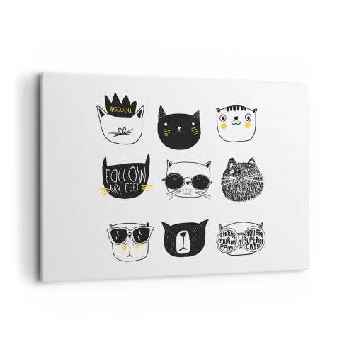 Obraz na płótnie - Stylowe ilustracje kotów w minimalistycznym stylu - 100x70cm - Każdy inny - Nowoczesna dekoracja ścienna do salonu, kuchni i sypialni ARTTOR