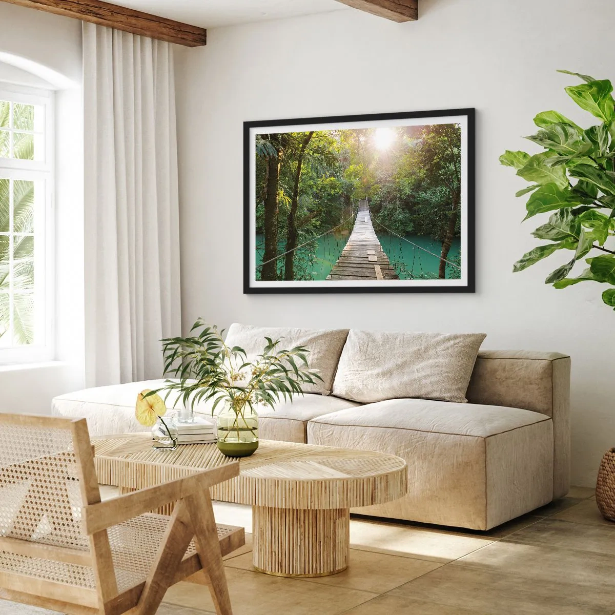 Plakat w czarnej ramie - Nad lazurową wodą do lazurowego lasu - 91x61 cm