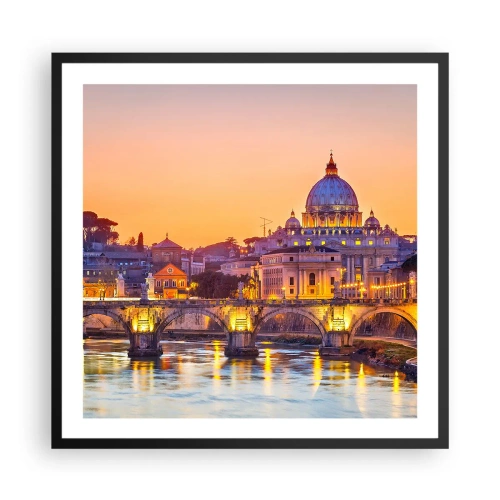 Plakat w czarnej ramie - Zmierzch nad Wiecznym Miastem - 60x60 cm
