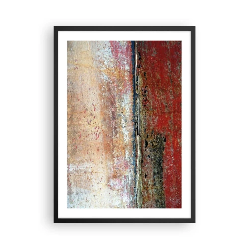 Plakat w czarnej ramie - Abstrakcyjna faktura z przetarciami w czerwieni i beżu - 50x70cm - Może to morze - Nowoczesna dekoracja ścienna do salonu i sypialni ARTTOR