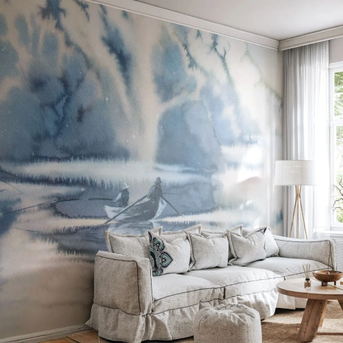 Fototapeta na wymiar Premium Canvas - Wędkarze w swoim raju - Abstrakcja, Jezioro, Połów Ryb