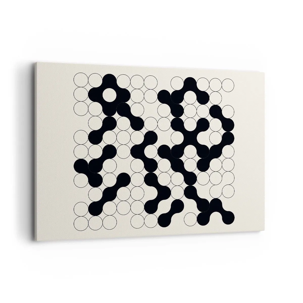 Obraz na płótnie - Czarno-białe wzory z okręgami na jasnym tle - 100x70cm - Chińska gra – wariacja - Nowoczesna dekoracja ścienna do salonu, kuchni i sypialni ARTTOR