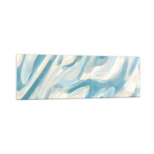 Obraz na szkle - Abstrakcyjne błękitne smugi na jasnym tle - 160x50cm - Wiosenne powiewy - Nowoczesna dekoracja ścienna do salonu i sypialni ARTTOR