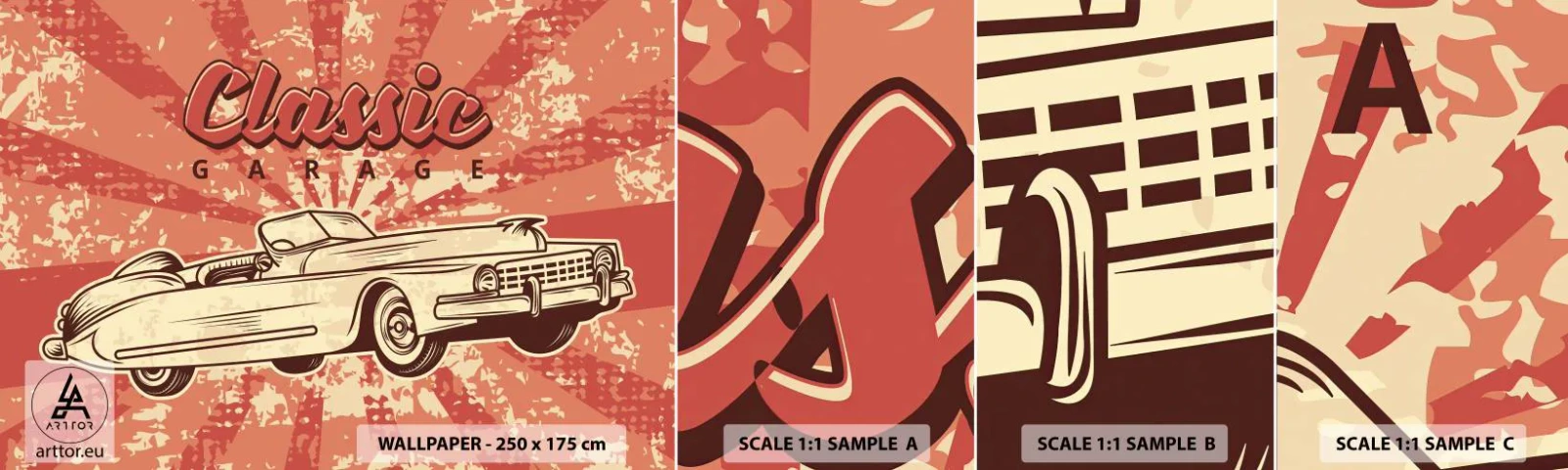 Fototapeta Próbka Standard Eco - A w radiu Elvis - Samochód, Kabriolet, Podróże - 100x30 cm