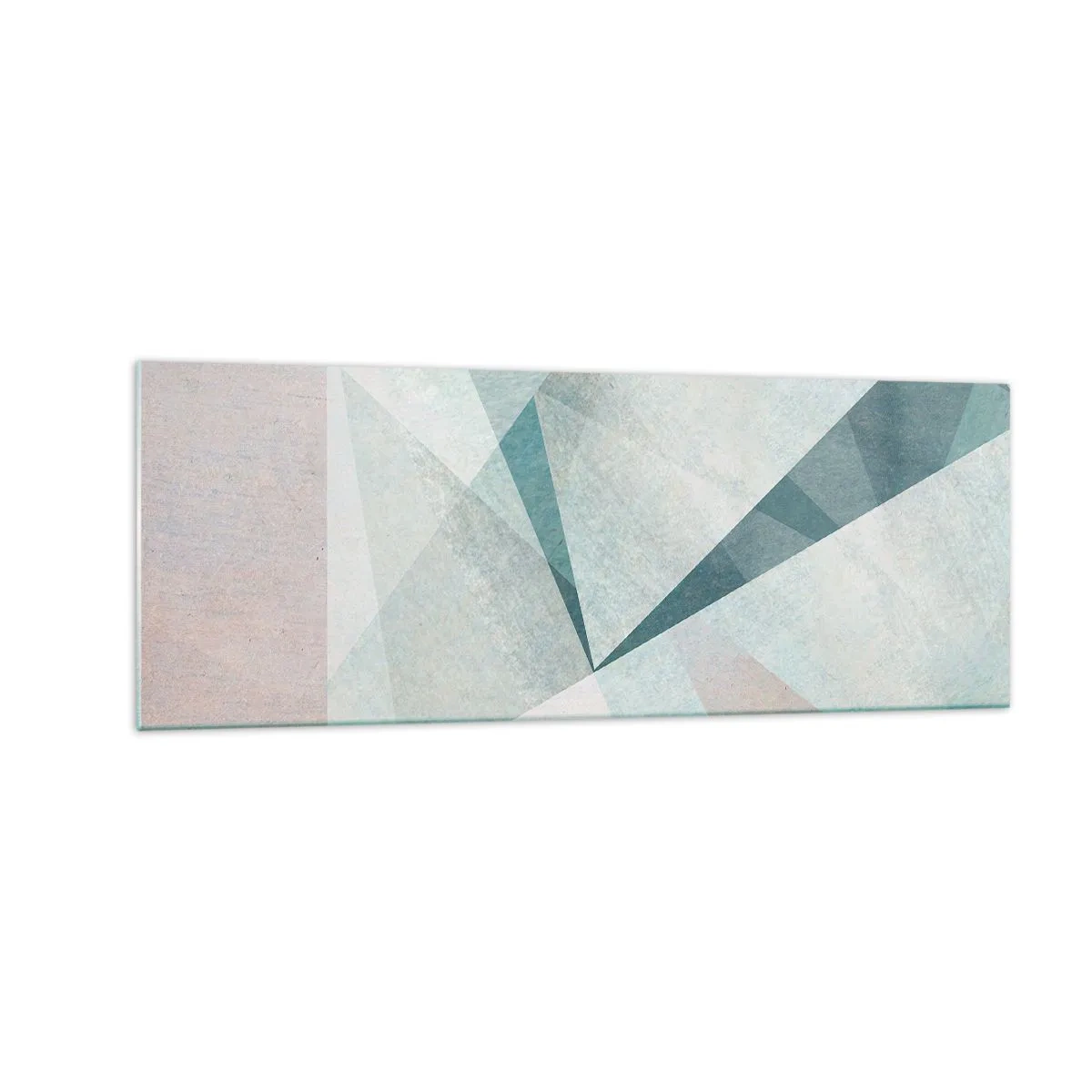 Obraz na szkle - Geometryczne kształty w pastelowych odcieniach błękitu i szarości - 140x50cm - Spokojnie choć dynamicznie - Nowoczesna dekoracja ścienna do salonu i sypialni ARTTOR