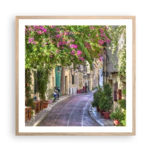 Plakat w ramie jasny dąb - Kwitnący zaułek - 60x60 cm