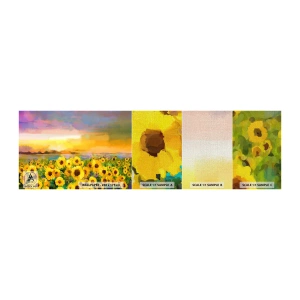 Fototapeta Próbka Premium Canvas - Samo słońce zstąpiło na ziemię - Pole Słoneczników, Słonecznik, Natura - 100x30 cm