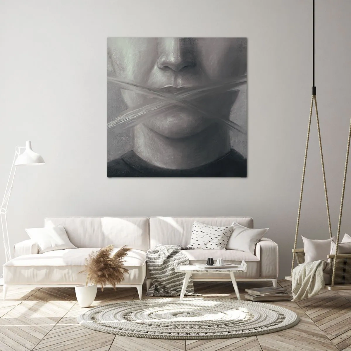 Obraz na płótnie - Ani słowa - 60x60 cm