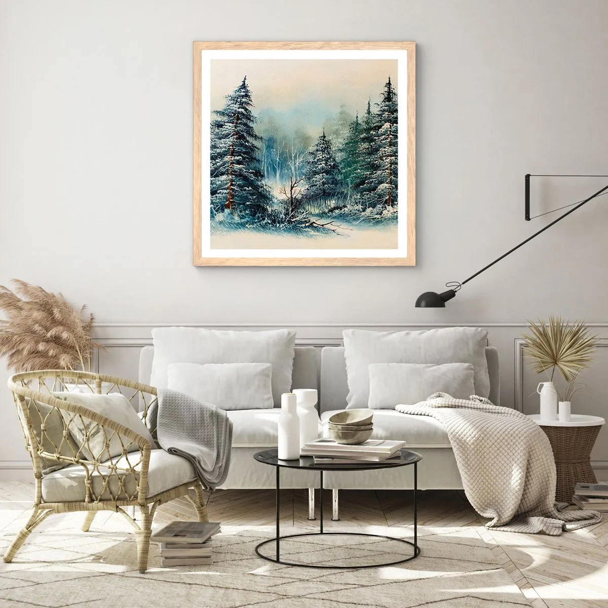 Plakat w ramie jasny dąb - Gotowe do Świąt - 40x40 cm