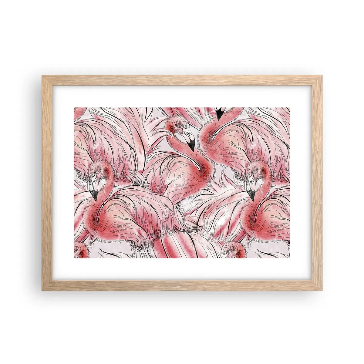 Plakat w ramie jasny dąb - Ptasi corps de ballet - 40x30 cm