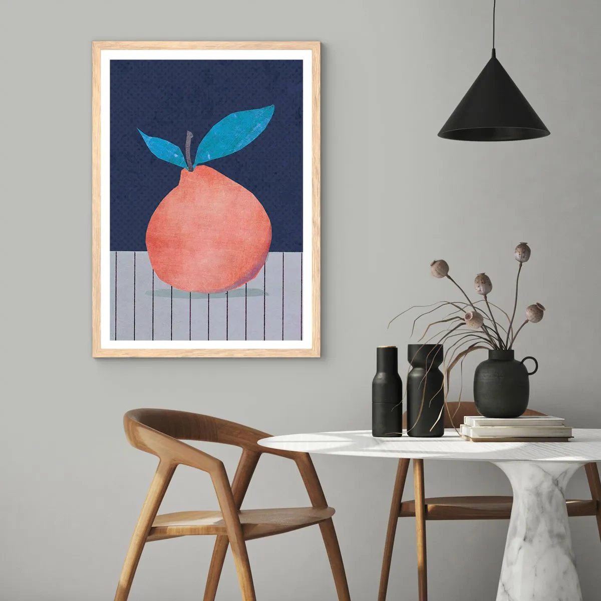 Plakat w ramie jasny dąb - Wypukłość i płaszczyzna - 70x100 cm