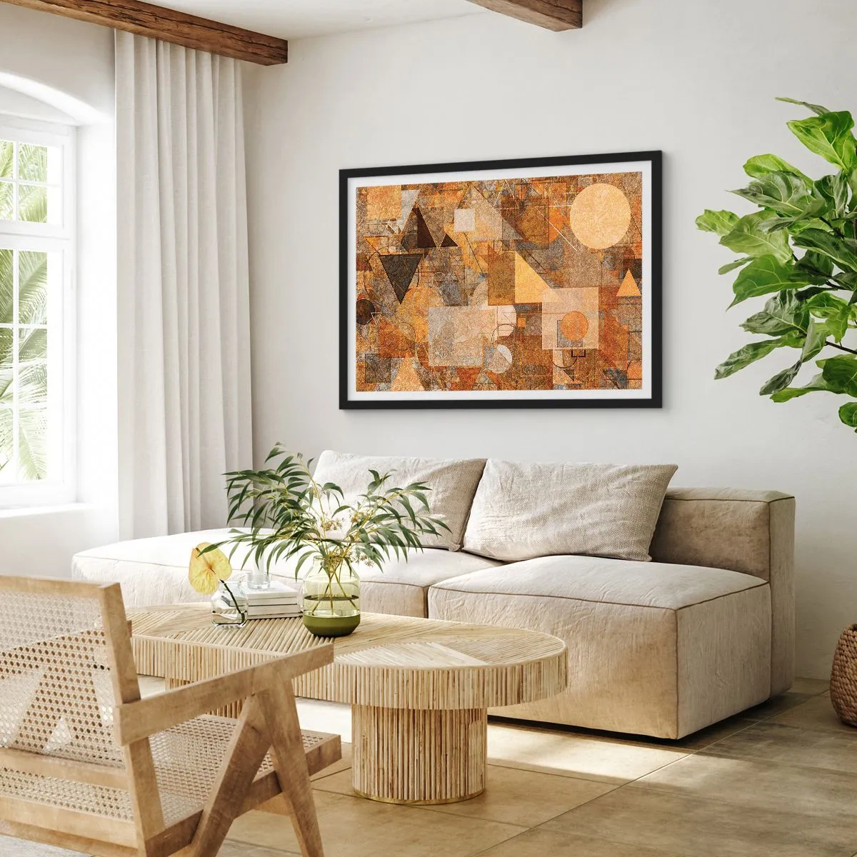 Plakat w czarnej ramie - Kubistyczne studium brązu - 91x61 cm