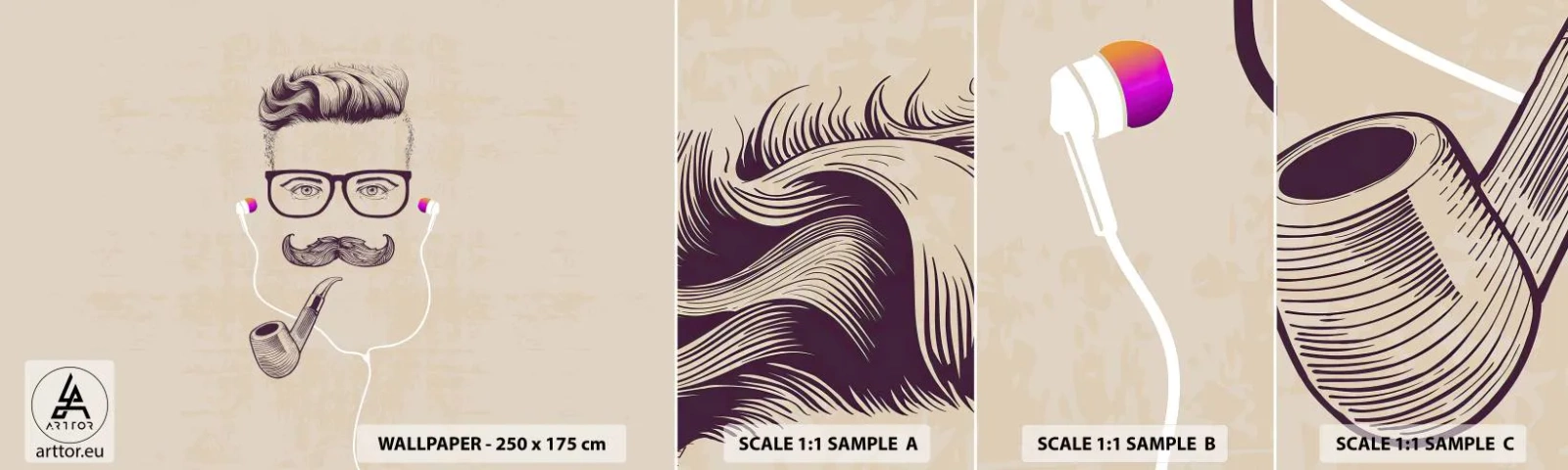 Fototapeta Próbka Samoprzylepna Deluxe Sticker - Prawdziwy mężczyzna? - Mężczyzna, Abstrakcja, Fajka - 100x30 cm