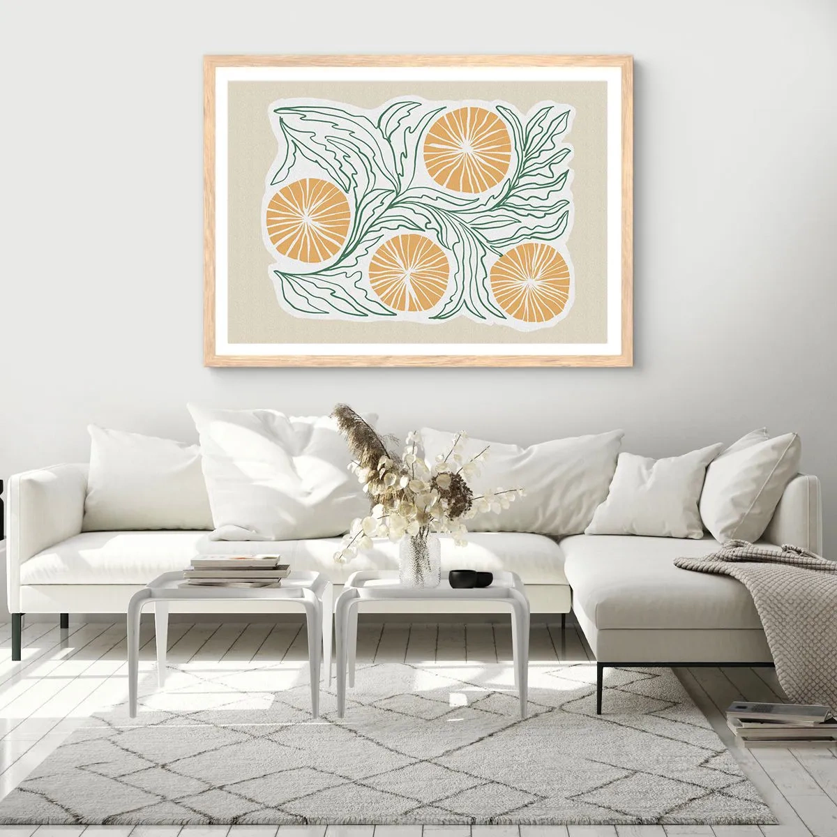 Plakat w ramie jasny dąb - Etnicznie z nutą abstrakcji - 100x70 cm