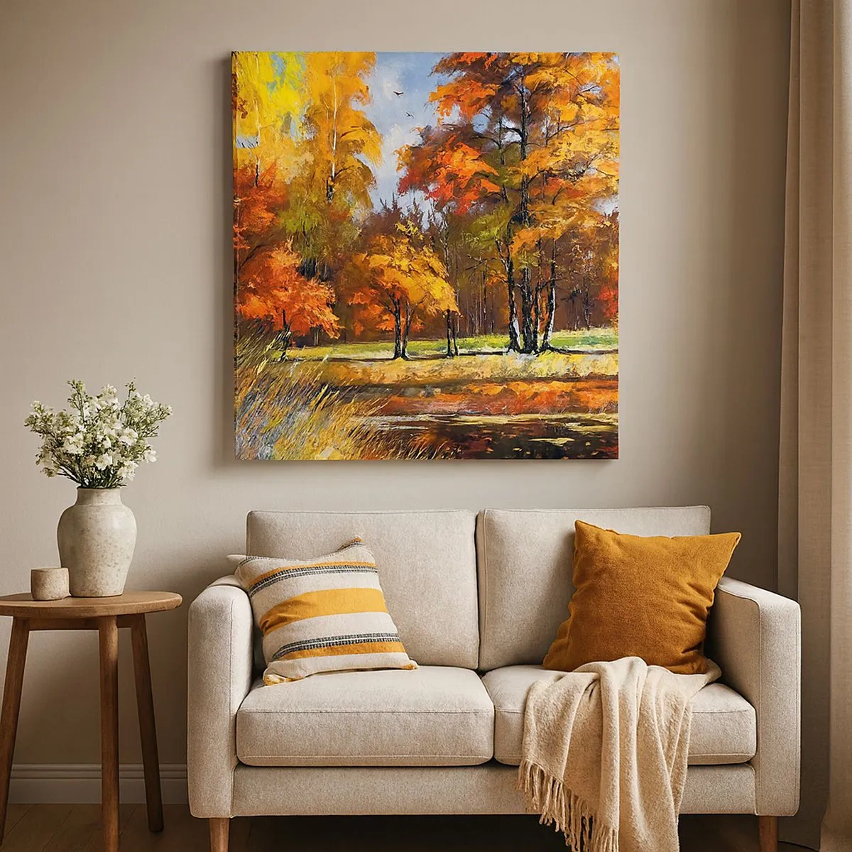 Obraz na płótnie - Pejzaż w złocie i brązie - 30x30 cm