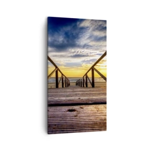 Obraz na płótnie - Prosto na cichą plażę o zachodzie słońca - 45x80 cm