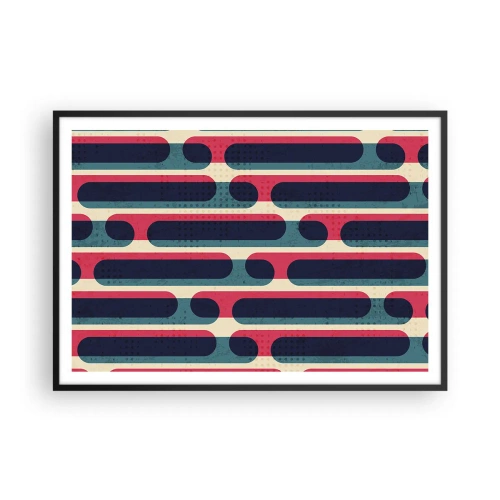 Plakat w czarnej ramie - Geometryczny wzór w stylu retro z pastelowymi barwami - 100x70cm - W głąb i do przodu - Nowoczesna dekoracja ścienna do salonu i sypialni ARTTOR