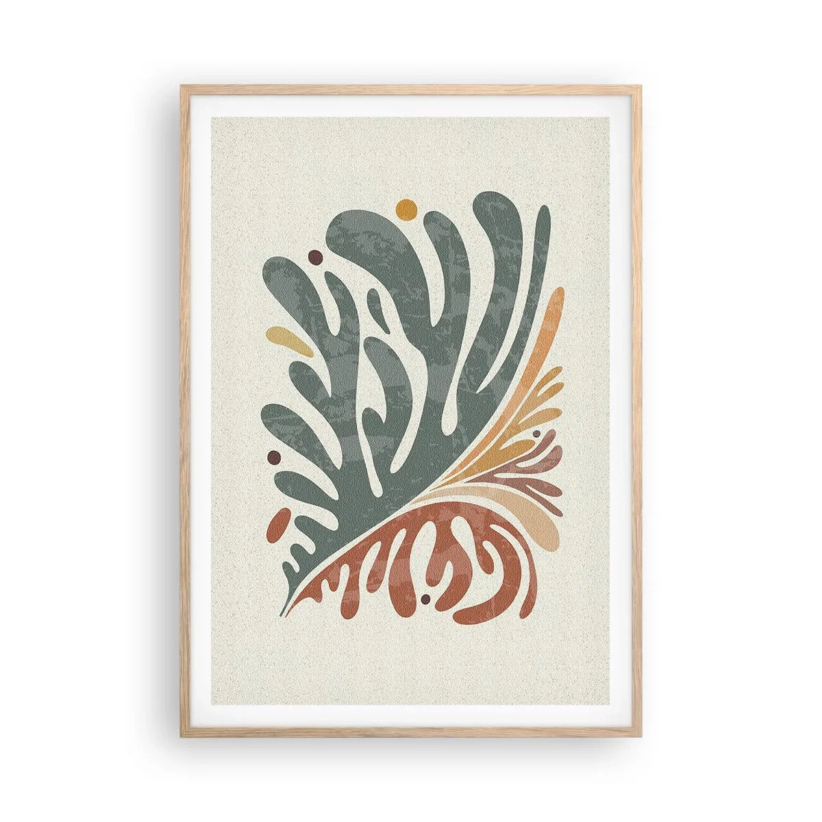 Plakat w ramie jasny dąb - Wielobarwny liść - 70x100 cm