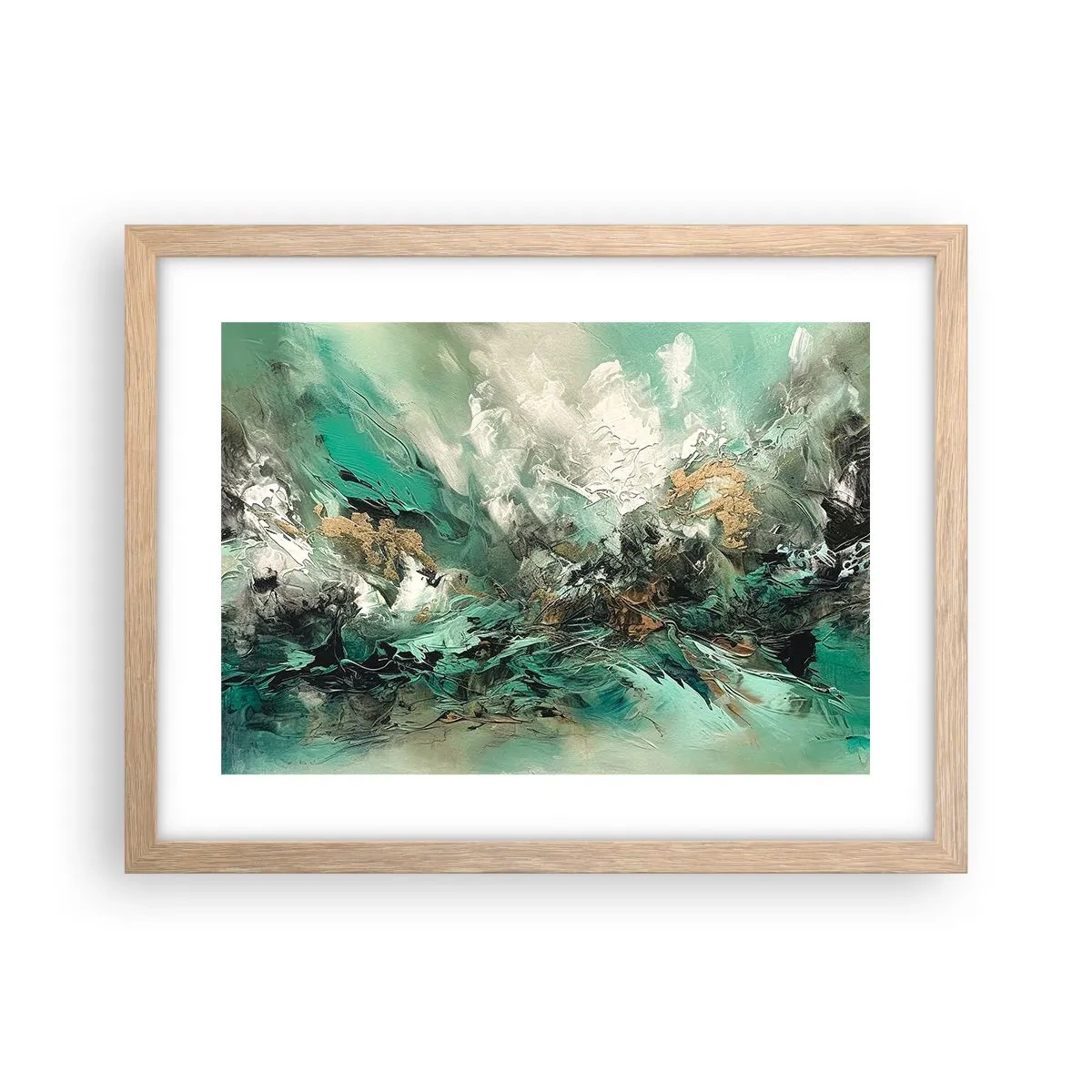 Plakat w ramie jasny dąb - Szmaragdowo-czarna kipiel - 40x30 cm