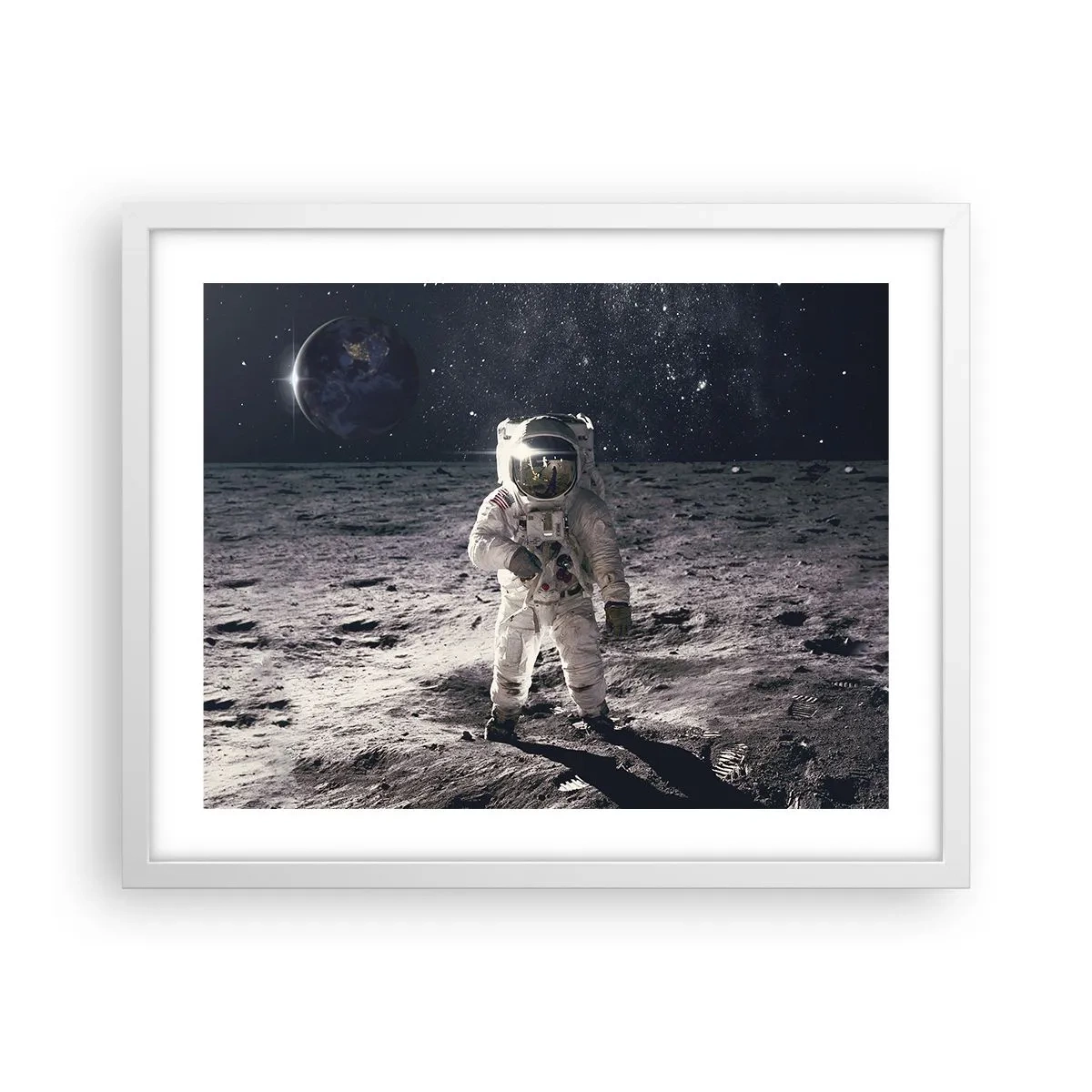 Plakat w białej ramie - Pozdrowienia z Księżyca - 50x40 cm