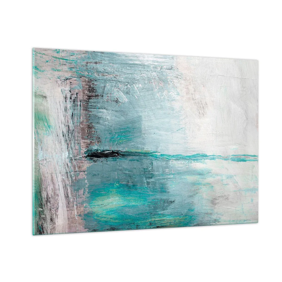 Obraz na szkle - Abstrakcyjna kompozycja w odcieniach błękitu i szarości - 100x70cm - Horyzontalnie w błękicie - Nowoczesna dekoracja ścienna do salonu, kuchni i sypialni ARTTOR