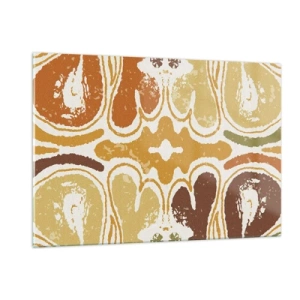 Obraz na szkle - Symetryczna abstrakcja w ciepłych barwach ziemi - 120x80cm - Abstrakcja sentymentalna - Nowoczesna dekoracja ścienna do salonu, kuchni i sypialni ARTTOR