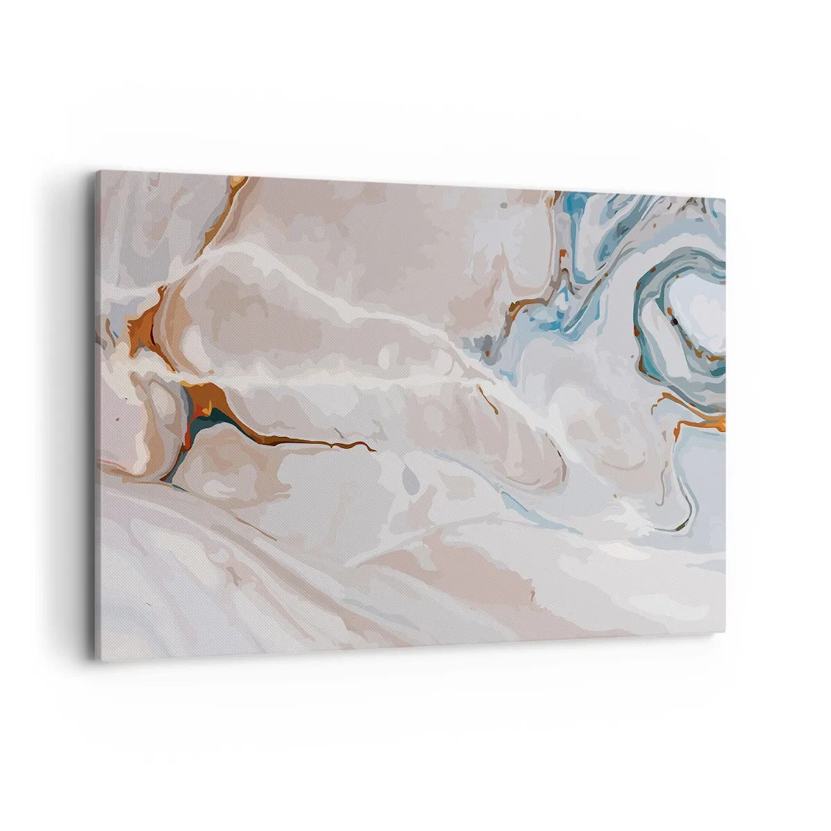 Obraz na płótnie - Abstrakcyjny wzór w odcieniach bieli i błękitu - 100x70cm - Błękitne meandry pod bielą - Nowoczesna dekoracja ścienna do salonu, kuchni i sypialni ARTTOR