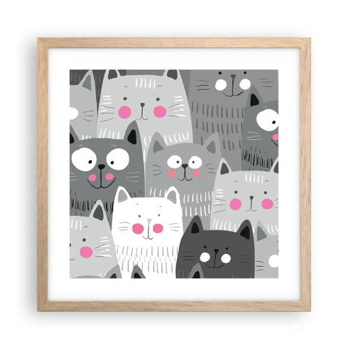 Plakat w ramie jasny dąb - Koci świat - 40x40 cm