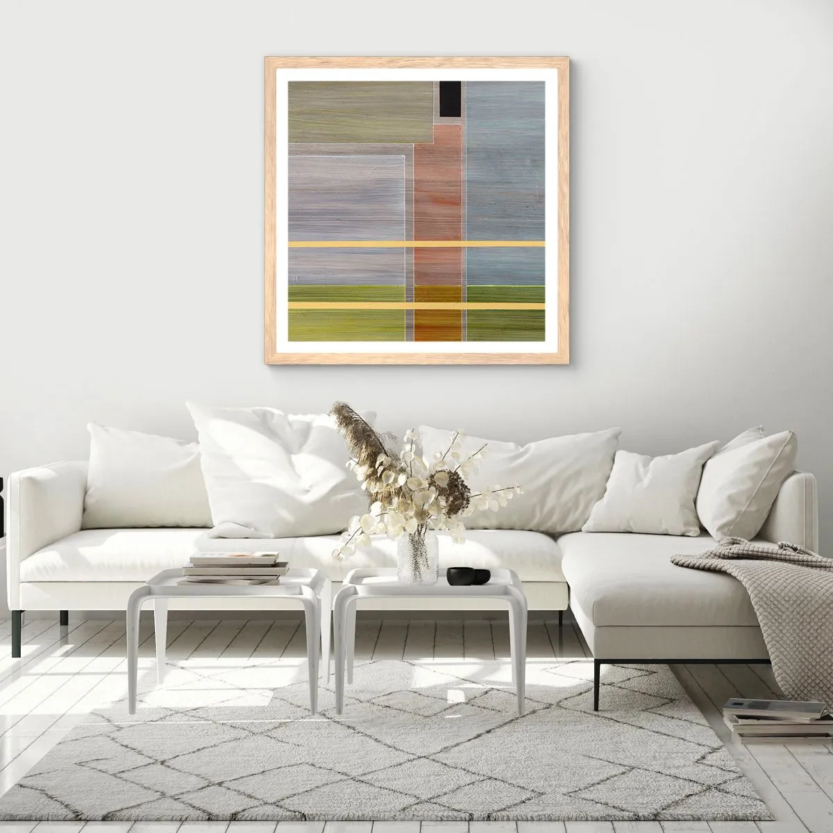 Plakat w ramie jasny dąb - Prosto i spokojnie - 40x40 cm
