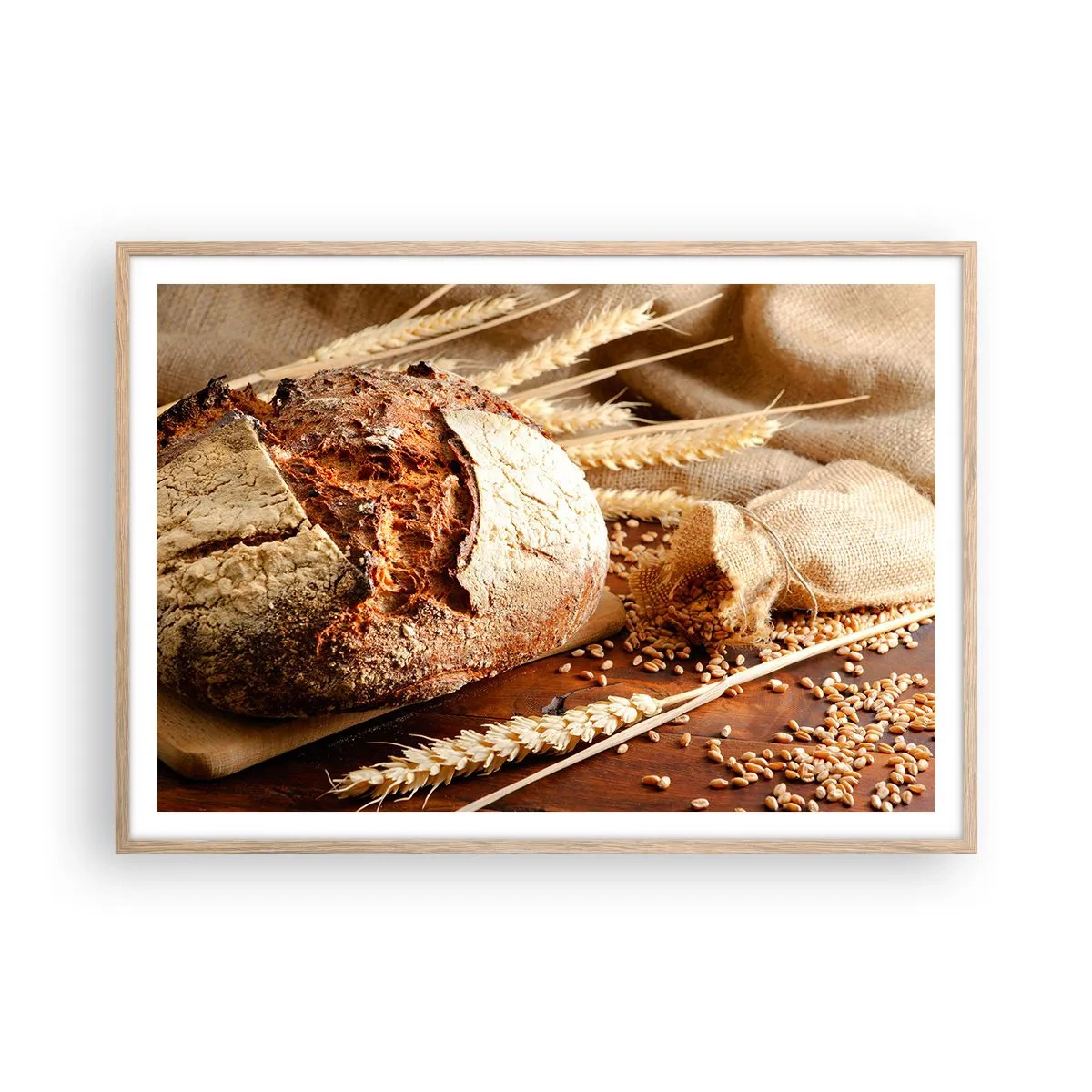 Plakat w ramie jasny dąb - Apetyczny, wonny, chrupiący - 100x70 cm