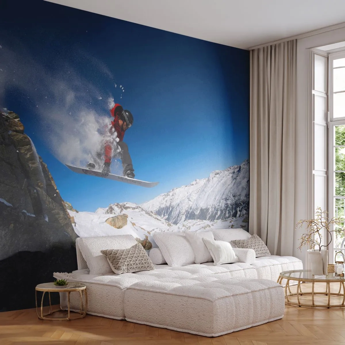 Fototapeta Samoprzylepna Deluxe Sticker - I stałeś się częścią przestrzeni - Krajobraz, Snowboard, Sport - 250x175 cm