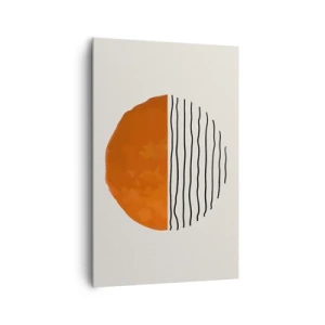 Obraz na płótnie - Minimalistyczny zachód słońca nad liniami przypominającymi fale - 80x120cm - W japońskim klimacie - Nowoczesna dekoracja ścienna do salonu i sypialni ARTTOR