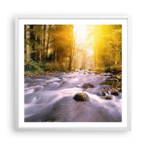 Plakat w białej ramie - Malachit w srebrno-złotej oprawie - 60x60 cm
