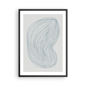 Plakat w czarnej ramie - Minimalistyczna abstrakcja z liniowym wzorem w odcieniach niebieskiego - 50x70cm - Uśmiech kropli - Nowoczesna dekoracja ścienna do salonu i sypialni ARTTOR