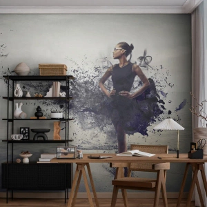 Fototapeta Premium Sand - Stylowa kobieta w sukni rozpływającej się w abstrakcji - 100x70cm - Afrykańska Wenus - Nowoczesna dekoracja ścienna do salonu, kuchni i sypialni ARTTOR