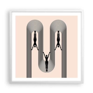 Plakat w białej ramie - Do góry nogami - 60x60 cm