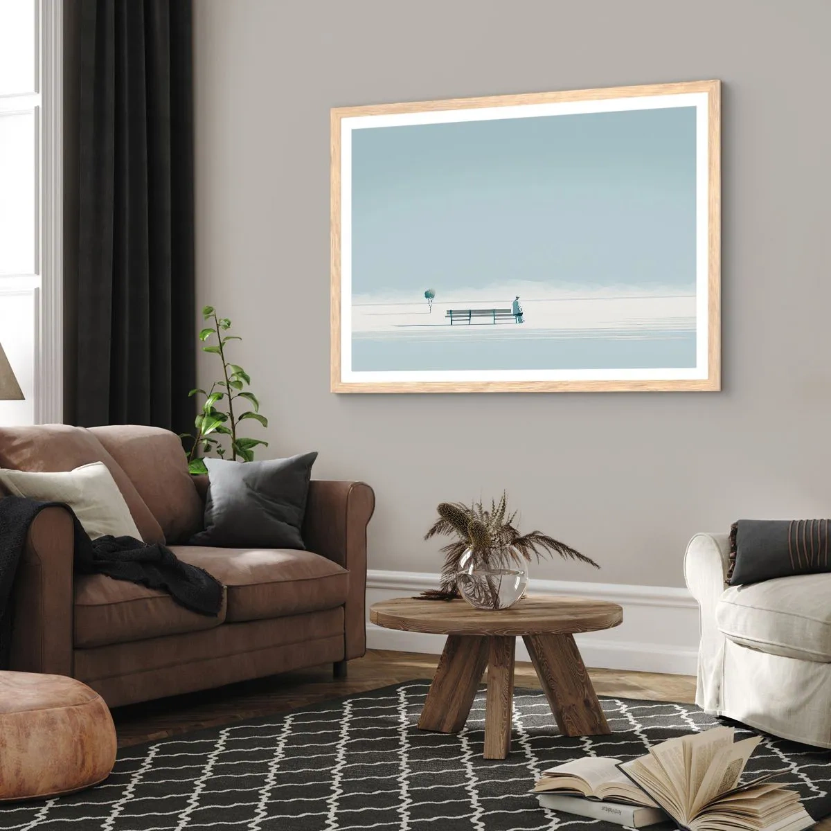 Plakat w ramie jasny dąb - Tak, czekam. - 50x40 cm