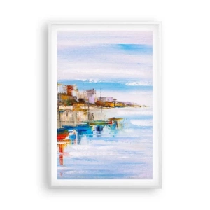 Plakat w białej ramie - Wielobarwna miejska przystań - 61x91 cm