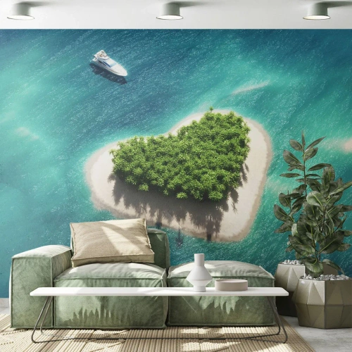 Fototapeta Premium Sand - Kocham lato - Krajobraz, Wyspa Na Oceanie, Jacht - 150x105 cm
