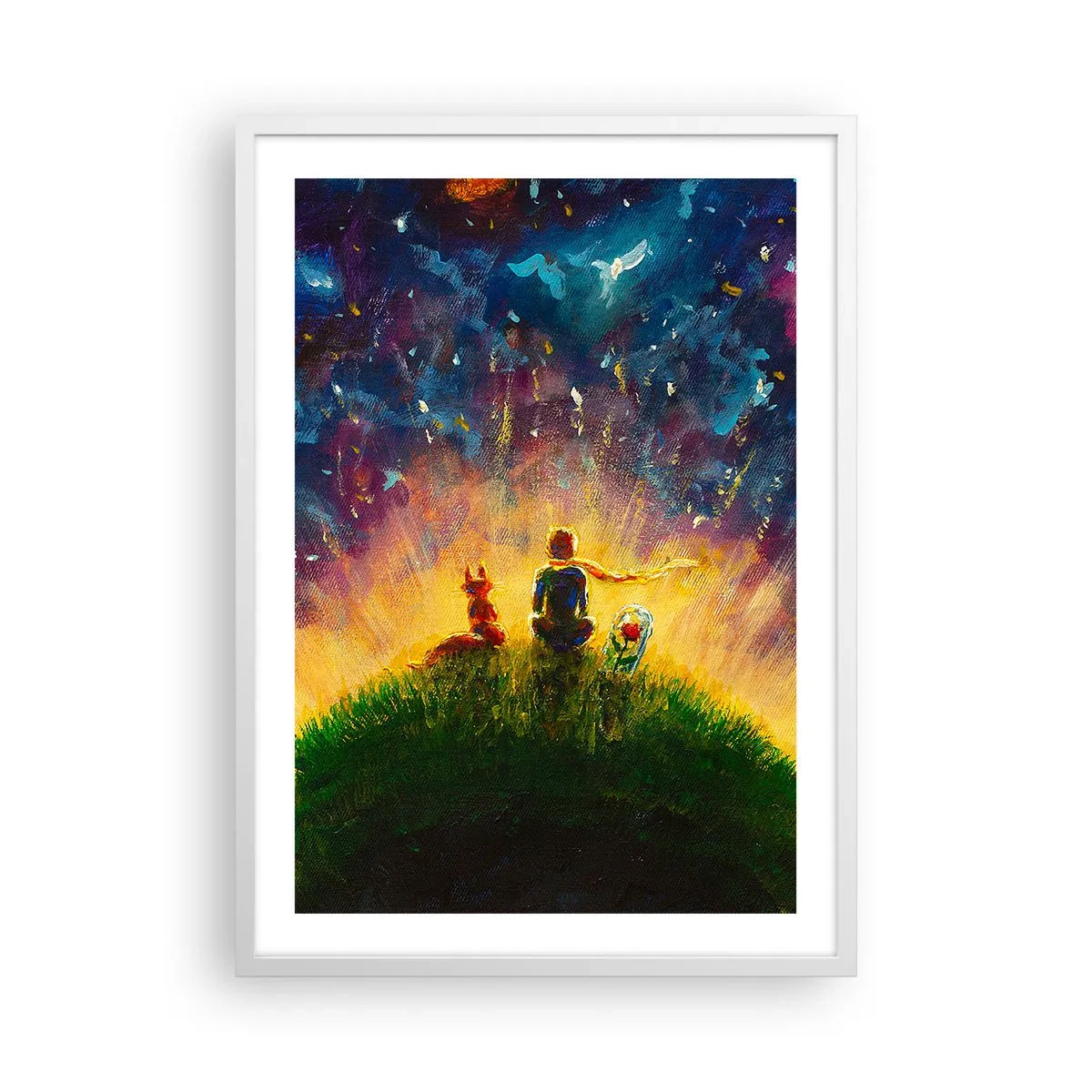 Plakat w białej ramie - Miłość i przyjaźń - cały świat - 50x70 cm