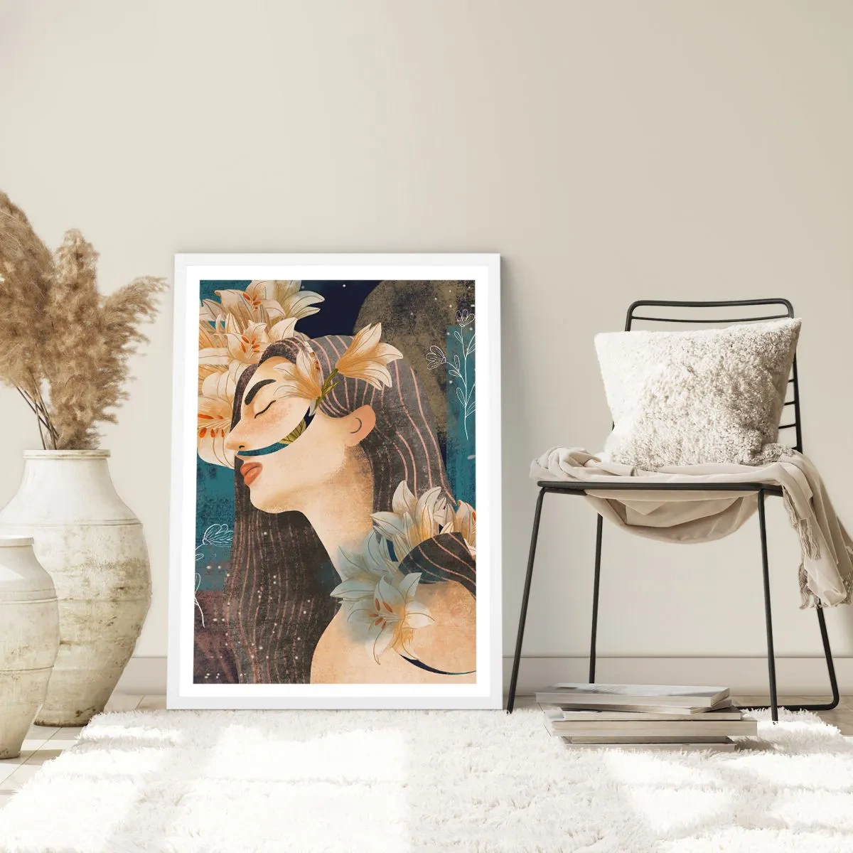 Plakat w białej ramie - Baśń o królewnie z liliami - 70x100 cm