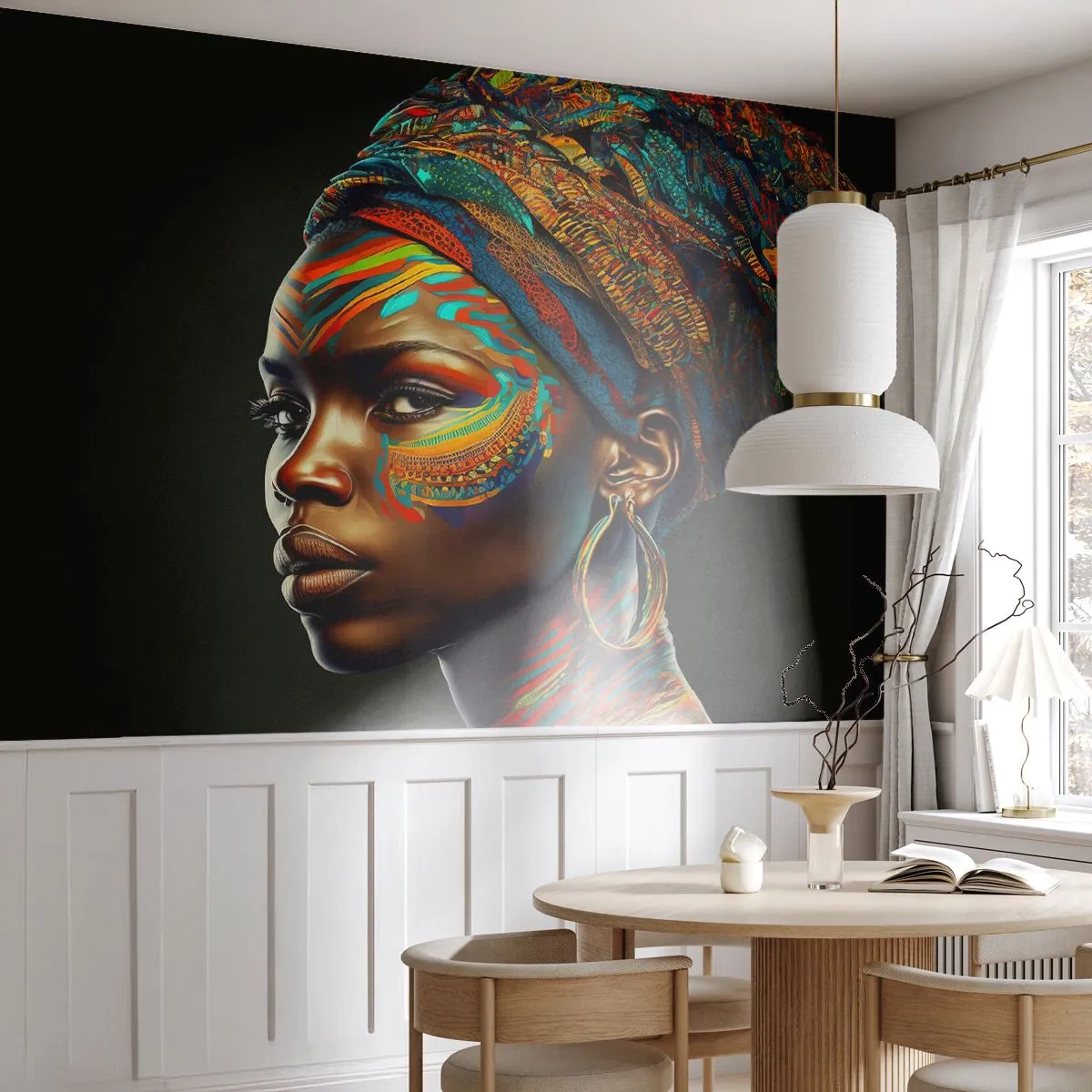 Fototapeta na wymiar Premium Canvas - Afrykańska królowa - Turban, Plemiona, Afroamerykanin
