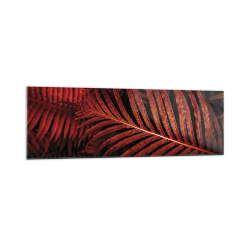 Obraz na szkle - Czerwone tropikalne liście w zbliżeniu - 160x50cm - Żar życia - Nowoczesna dekoracja ścienna do salonu i sypialni ARTTOR