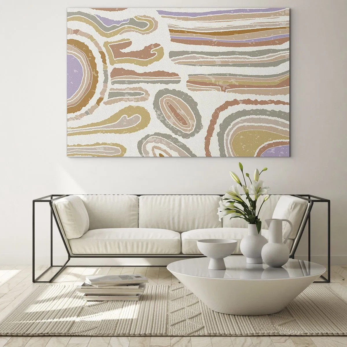 Obraz na szkle - Kolorowe abstrakcyjne formy przypominające przekroje minerałów - 70x50cm - Barwne przekroje - Nowoczesna dekoracja ścienna do salonu i sypialni ARTTOR