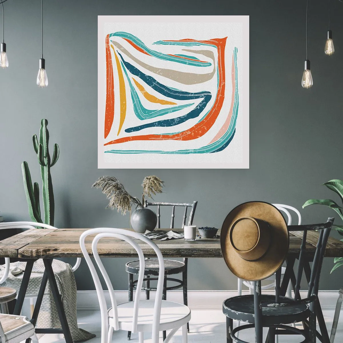 Plakat - Abstrakcja przyjaźnie uśmiechnięta - 40x40 cm