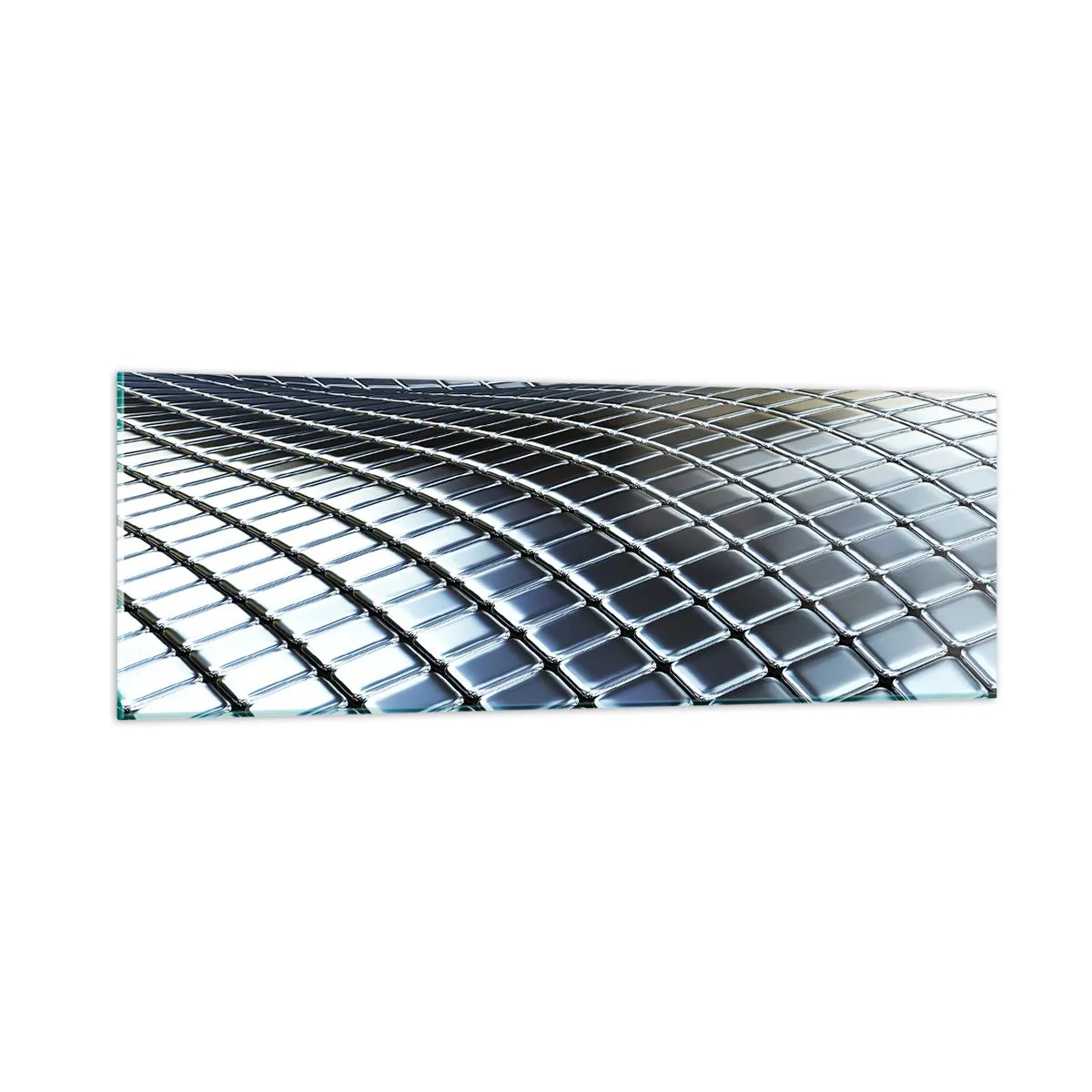 Obraz na szkle - Metaliczna srebrna fala - 90x30 cm