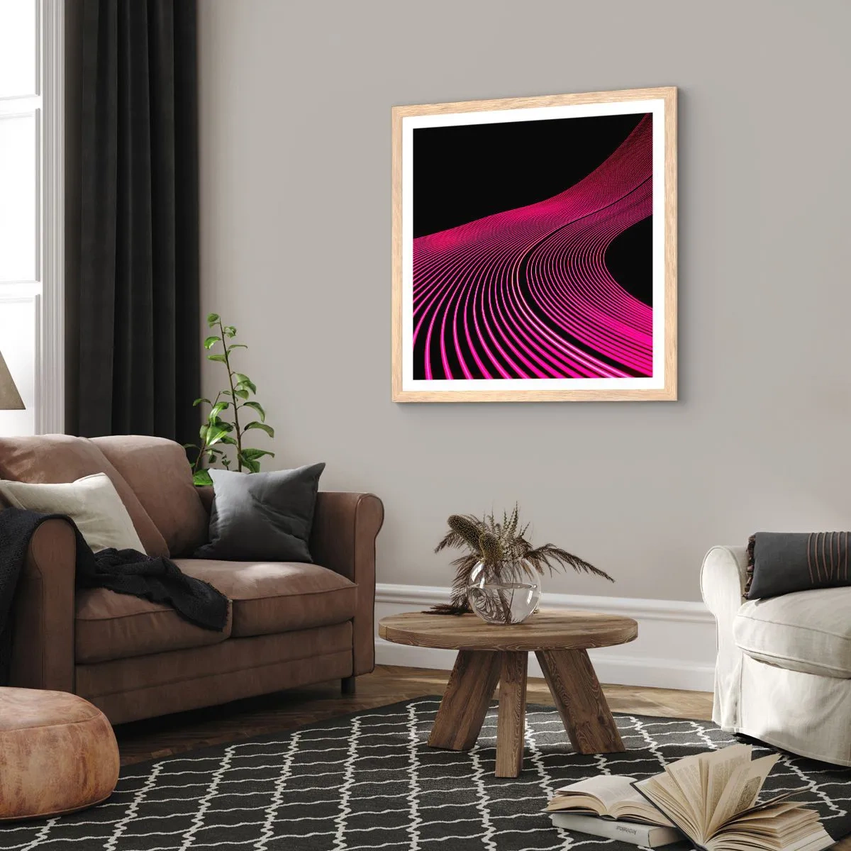 Plakat w ramie jasny dąb - Aleja światła - 40x40 cm