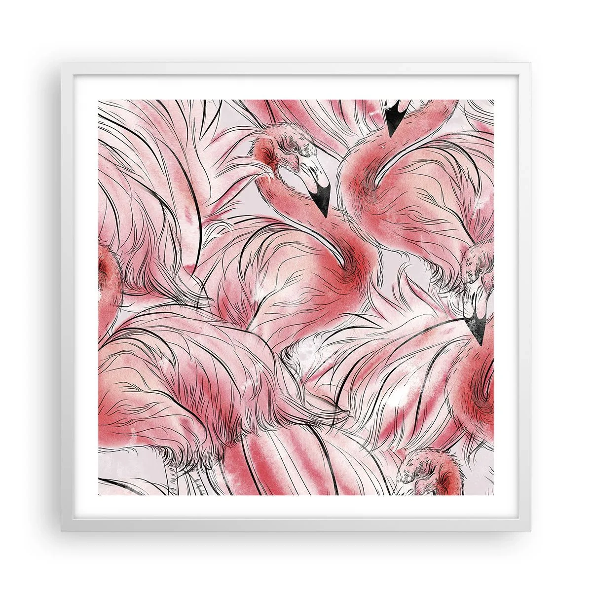 Plakat w białej ramie - Ptasi corps de ballet - 60x60 cm